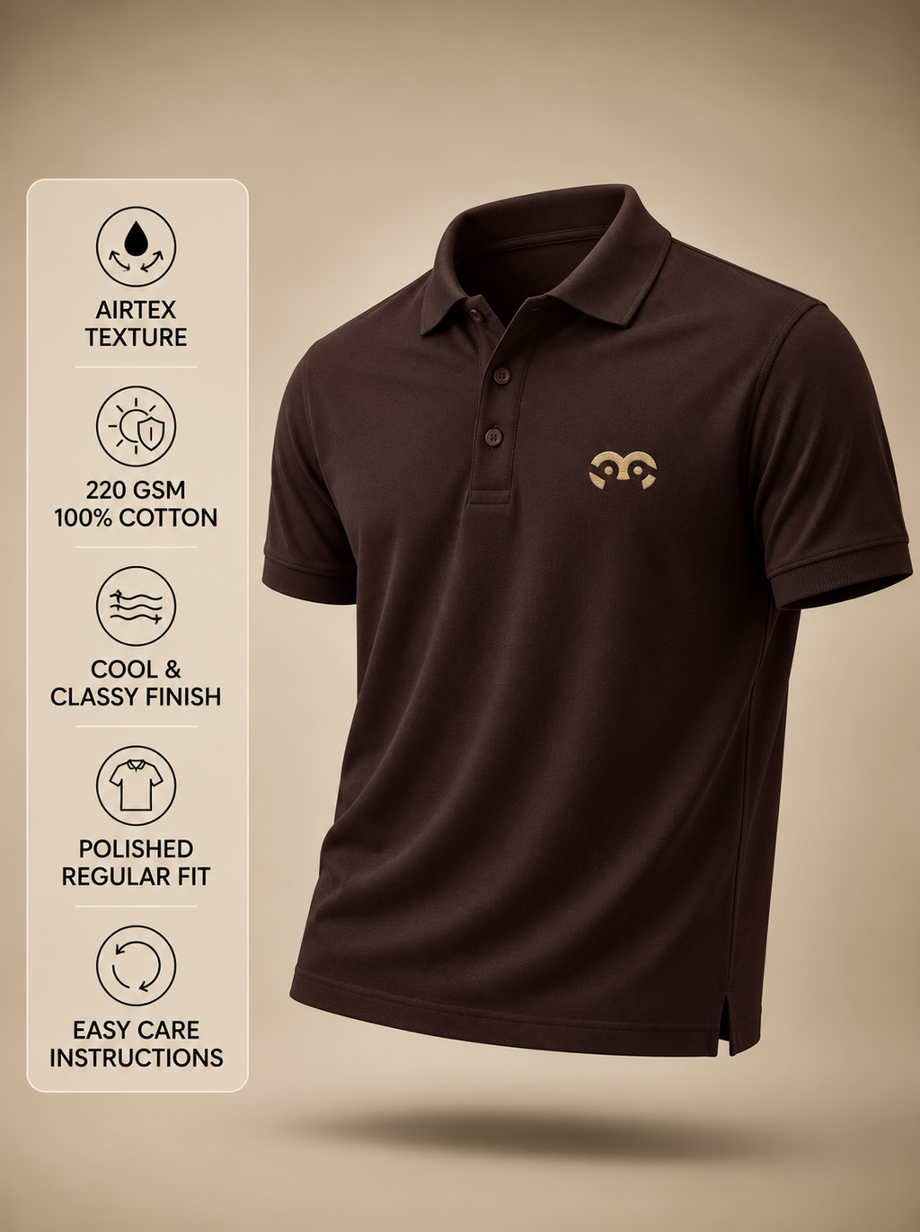Thoughtful Fit Premium Polo T-Shirt Brown