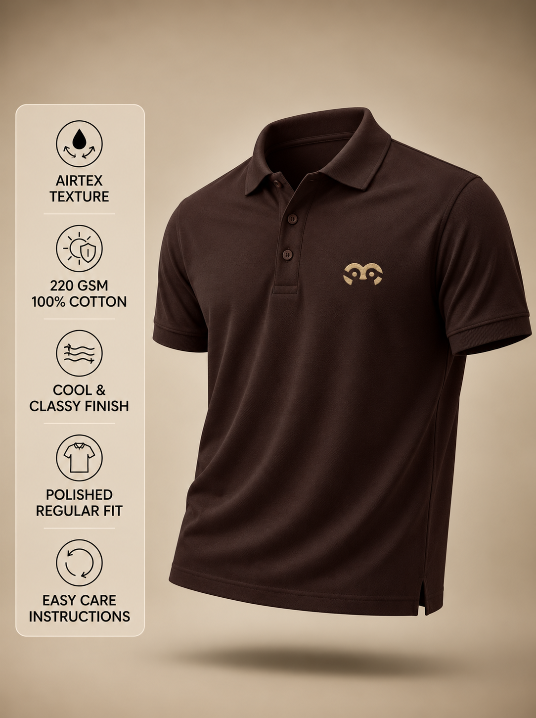 Thoughtful Fit Premium Polo T-Shirt Brown